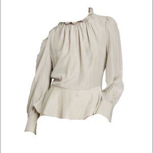 Gray Swiss-Dot Texture High-Neck Blouse - Target - Size M